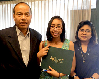 Putri — Undocumented students’ rights activist — with her family