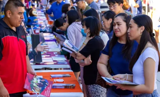 Students and families at a college and career fair at Temple City High School last fall
