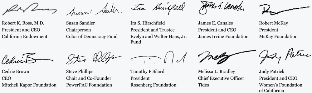 California Civic Participation Funders signatures