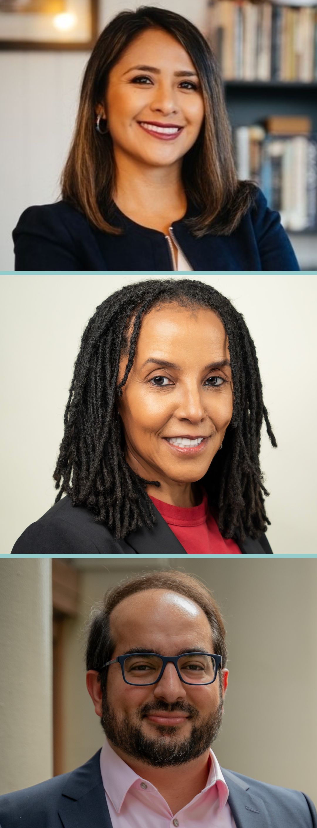 Headshots of Iliana Perez, Kica Matos, and Masih Fouladi