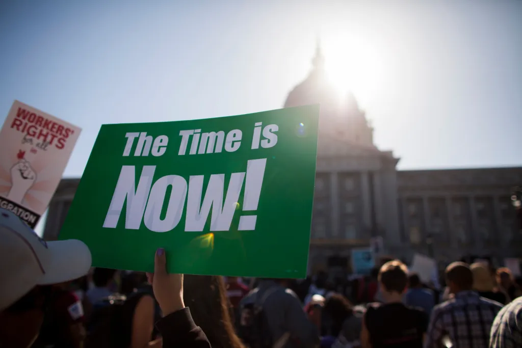 "The Time Is Now" Sign at protest