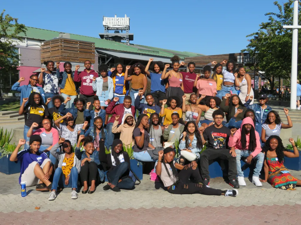 Black UC Berkeley students gathered outside the Fannie Lou Hamer Black Resource Center on campus