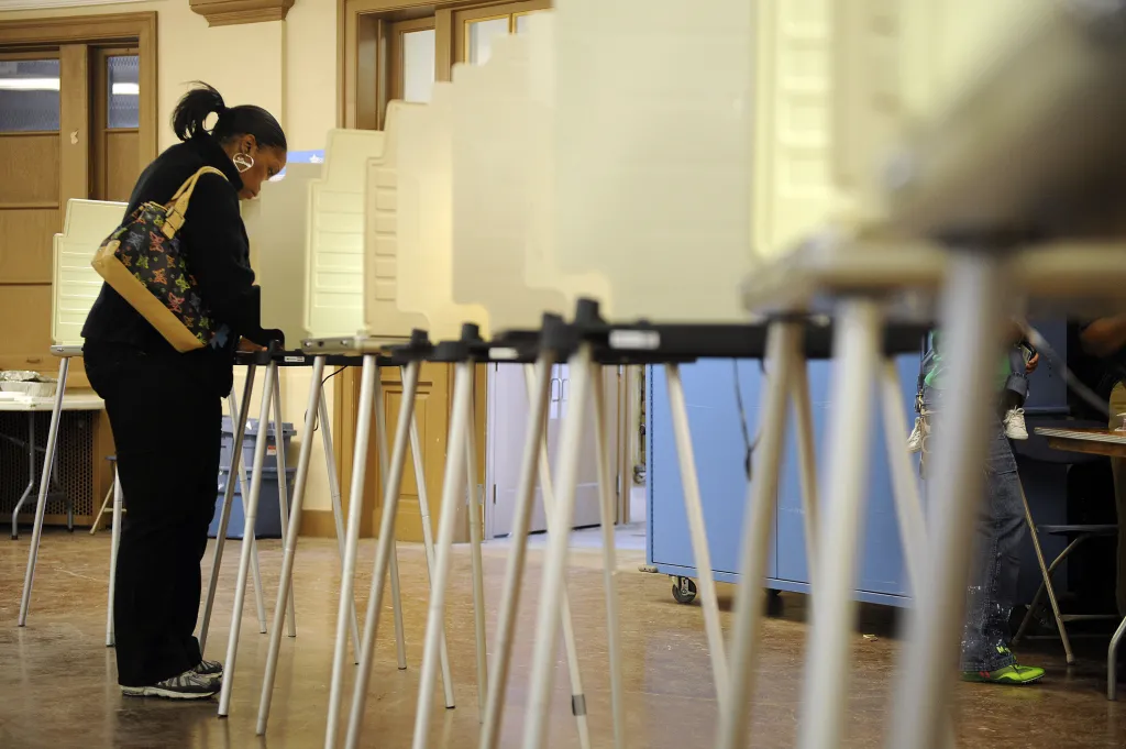 Woman voting in an election