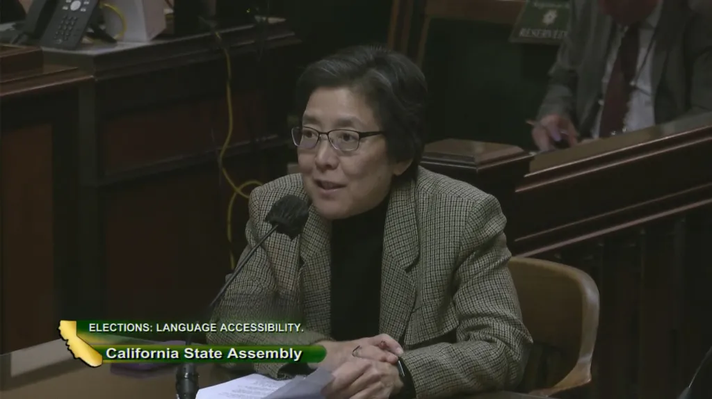 Deanna Kitamura testifying before the California State Assembly