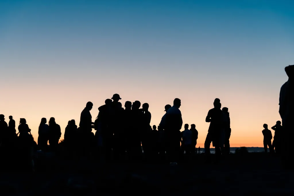 Silhouette shot of a group of people