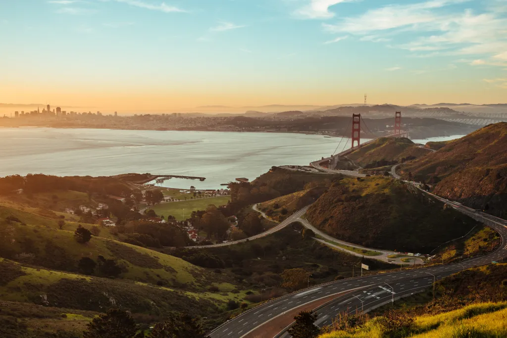 Photo of San Francisco's Golden Gate Bridge overlooking the water