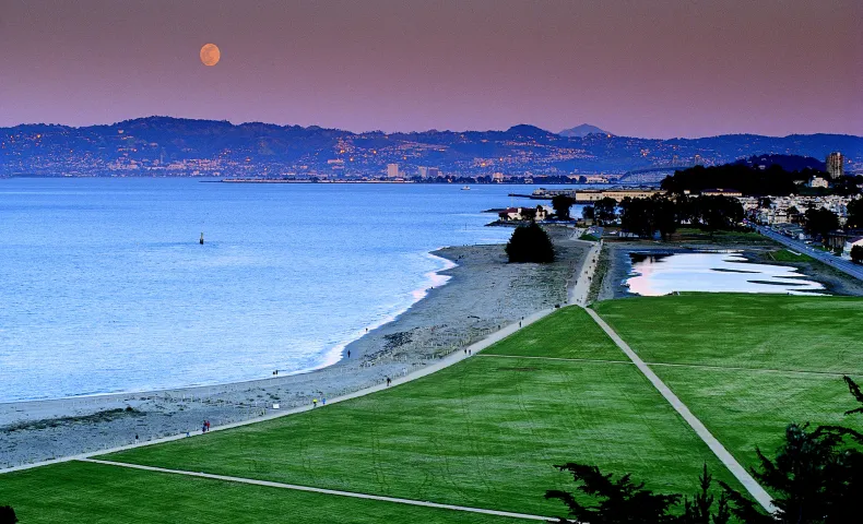 Moon rising over Crissy Field