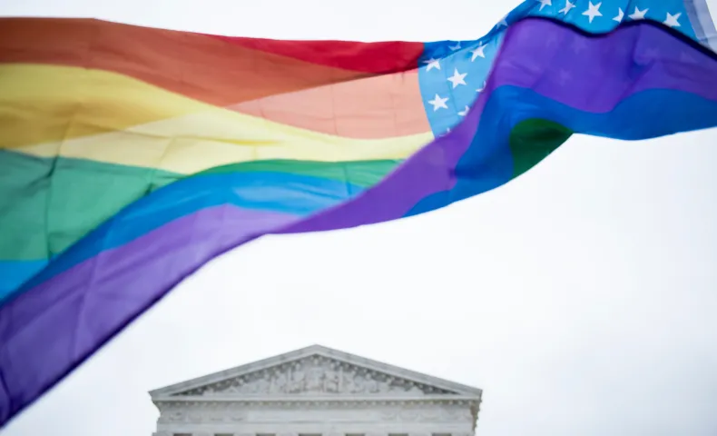 Rainbow Flag in front of SCOTUS