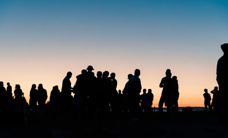 Silhouette shot of a group of people