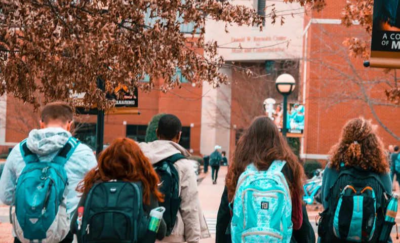 Students entering campus