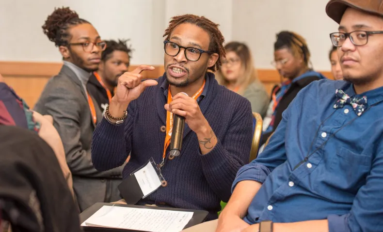 Youth leader leading a group discussion