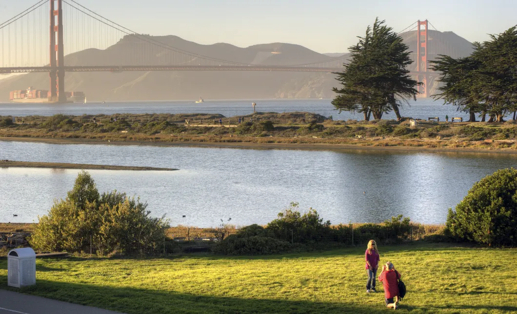 Crissy Field tidal marsh at sunset