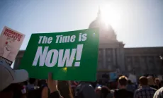 "The Time Is Now" Sign at protest