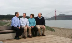 Ira Hirschfield, Walter J. Haas, Betsy Haas Eisenhardt, and Robert D. Haas at Crissy Field