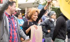 Demonstrators rallying for racial justice