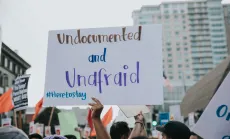 Undocumented and Unafraid sign at rally
