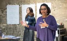 Woman leading group