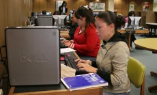 Students at library at Cal State East Bay