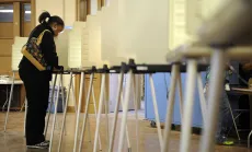 Woman voting in an election
