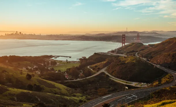 Photo of San Francisco's Golden Gate Bridge overlooking the water