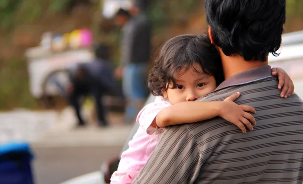 Girl hugging father