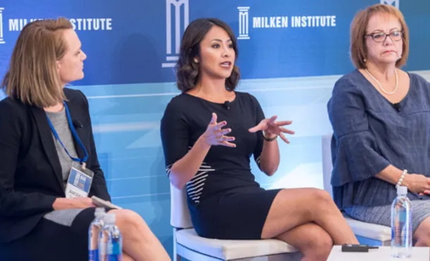 Iliana Perez photographed speaking on an event panel