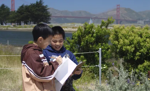 Kids journal at Crissy Field