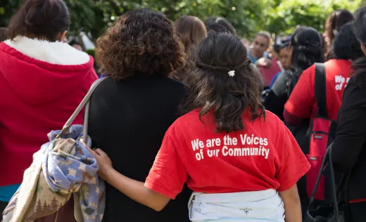 Mother and daughter at immigrant rights march