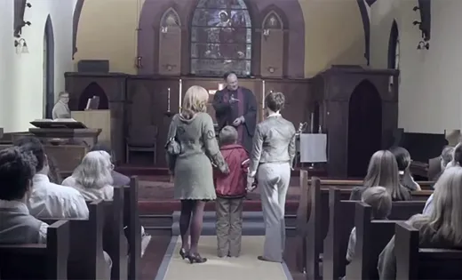 Screencap of family in church from Welcome, Everyone 