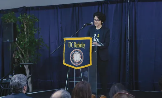 U.C. Berkeley Student at Podium