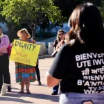Asylum supporters in a community demonstration