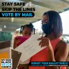 Woman with young child delivering voter ballot