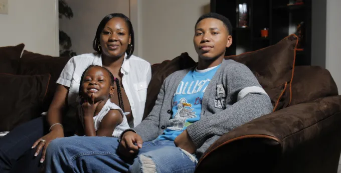 Family poses for portrait