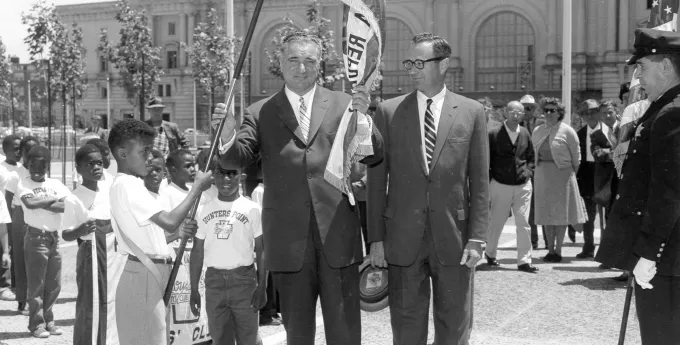 Walter A. Haas, Jr.and Boys Club (flag) with Frank Jordan