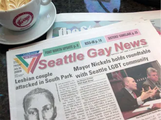 Front page of Seattle Gay News